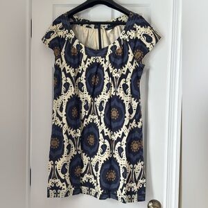 J. Crew Navy and Cream Cotton Dress